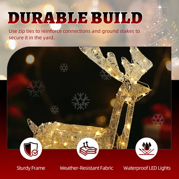 3.6FT Motorized Reindeer With Shaking Head, Outdoor Christmas Decorations With Motor & 120 Warm White LED Lights, For Xmas Outdoor Holiday Indoor Decor Lighted Holiday Displays