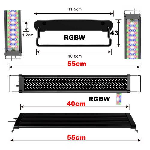 Upgrade 40cm Full Spectrum Aquarium LED Light Lighting Aqua Fish Tank Lamp